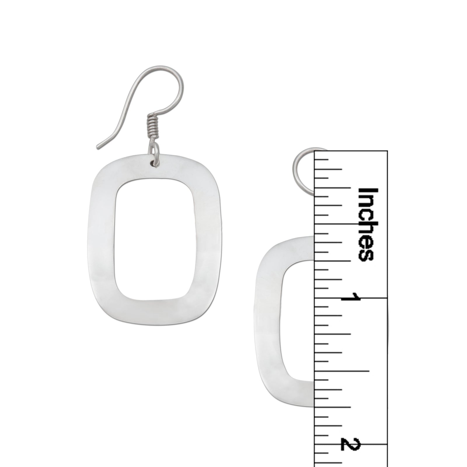 Sterling Silver Rectangle Cut Out Earrings | Charles Albert Jewelry