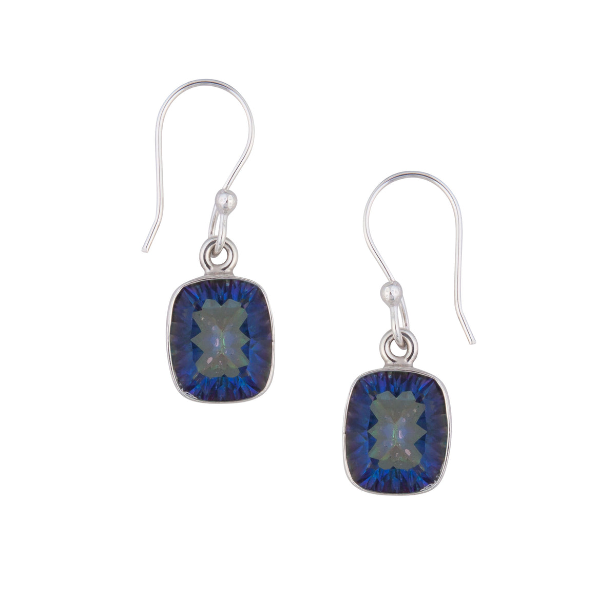 Sterling Silver Rectangle Mystic Quartz Drop Earrings | Charles Albert Jewelry