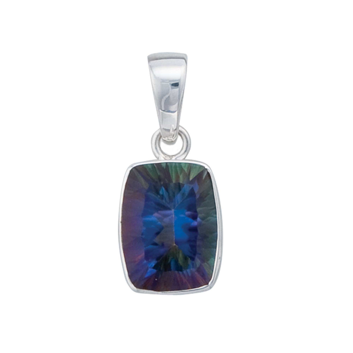 Sterling Silver Rectangle Mystic Quartz Pendant | Charles Albert Jewelry