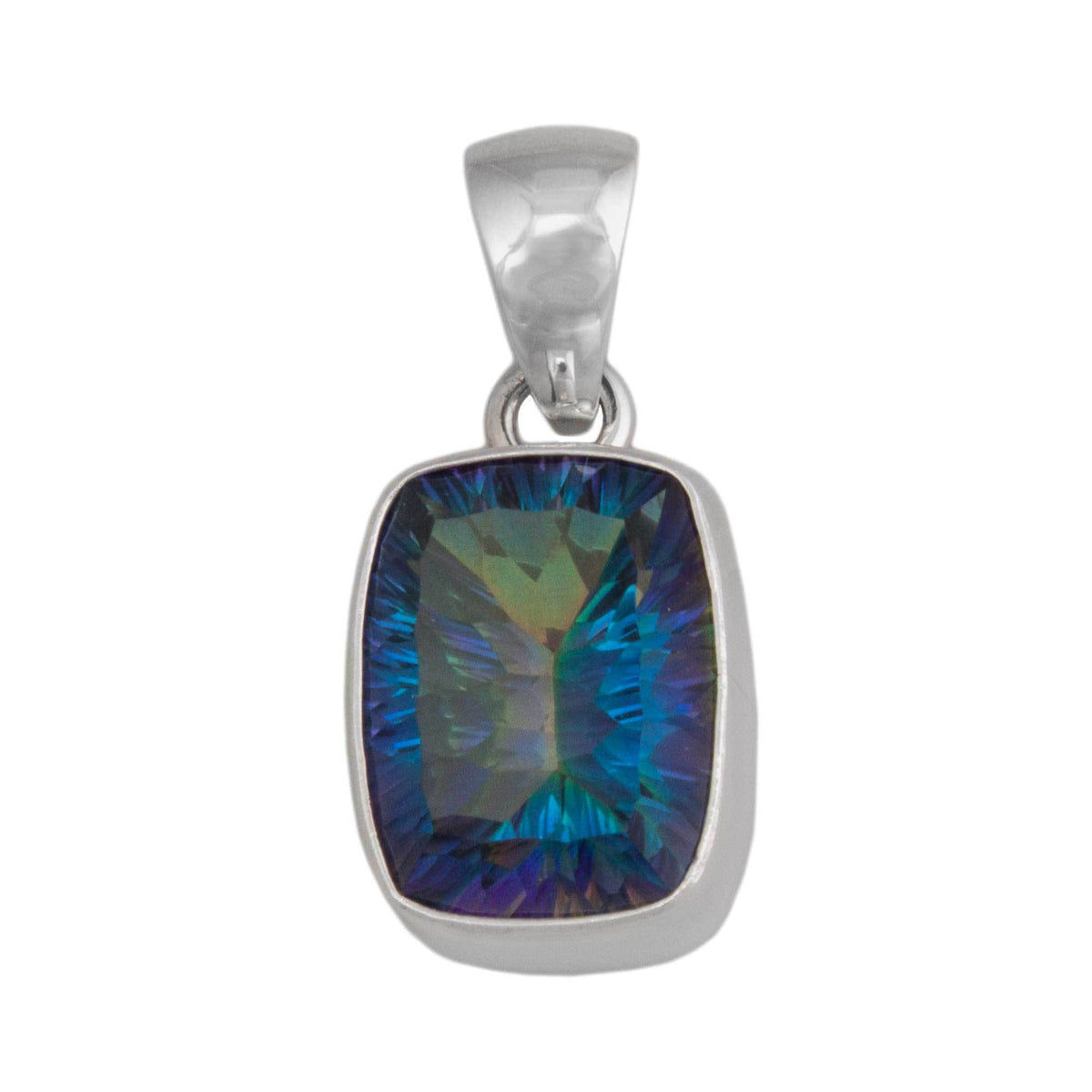 Sterling Silver Rectangle Mystic Quartz Pendant | Charles Albert Jewelry