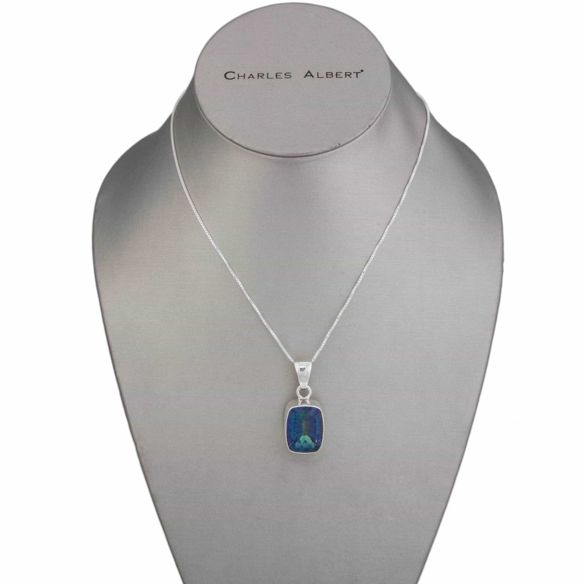 Sterling Silver Rectangle Mystic Quartz Pendant | Charles Albert Jewelry