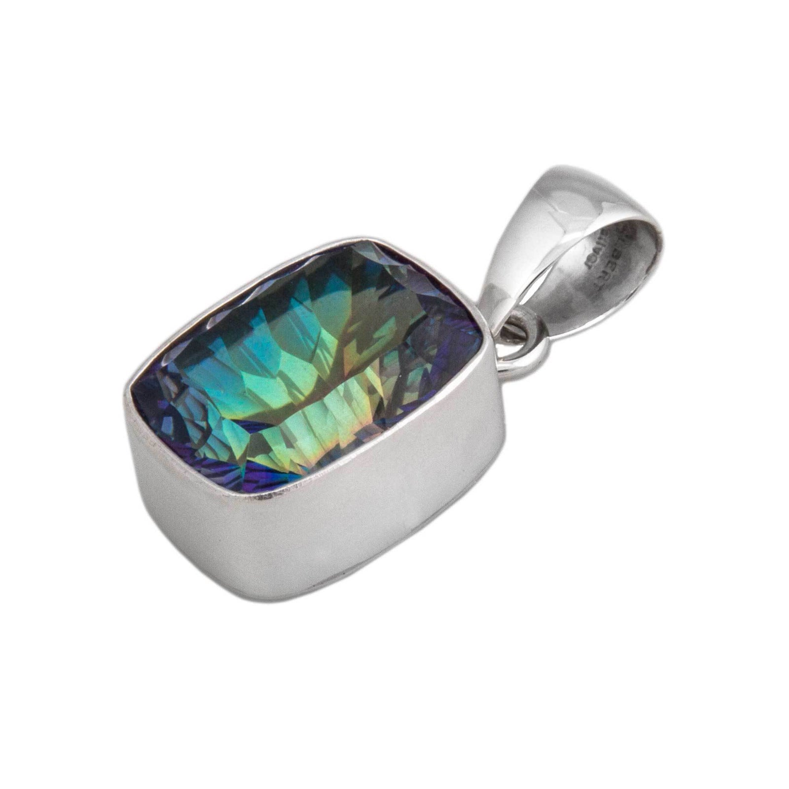 Sterling Silver Rectangle Mystic Quartz Pendant - Charles