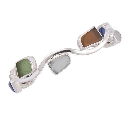 Sterling Silver Recycled Glass Wave Cuff Bracelet | Charles Albert Jewelry