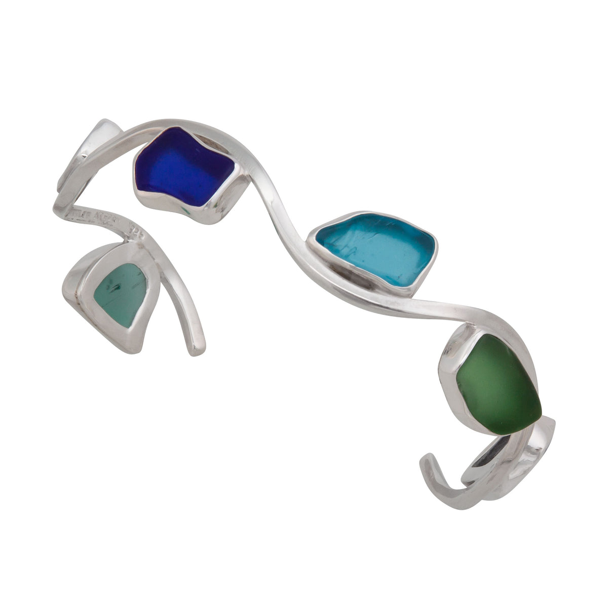 Sterling Silver Recycled Glass Wave Cuff Bracelet | Charles Albert Jewelry