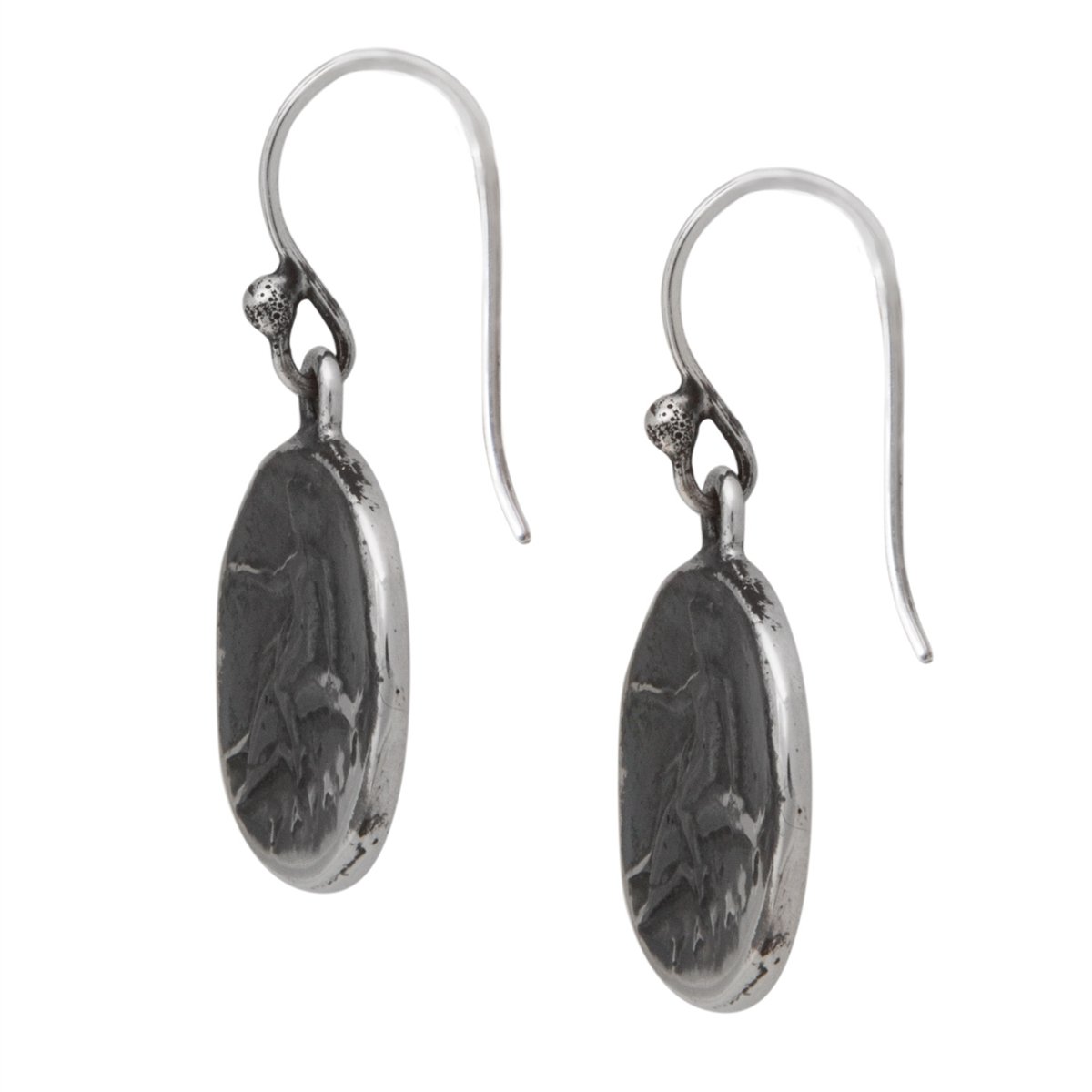 Sterling Silver Replica Boy on Dolphin Greek Coin Drop Earrings | Charles Albert Jewelry