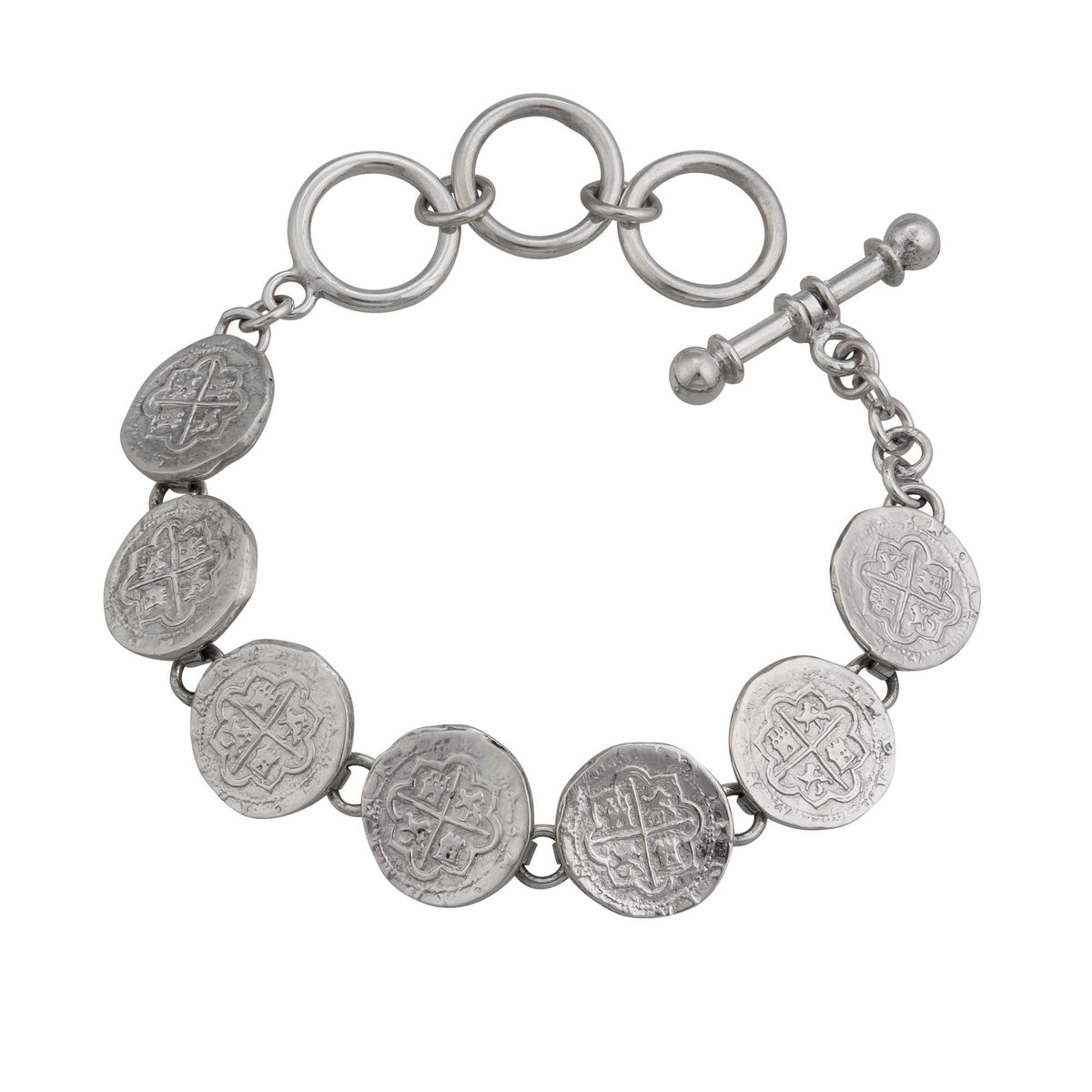 Sterling Silver Replica Spanish Coin Bracelet | Charles Albert Jewelry