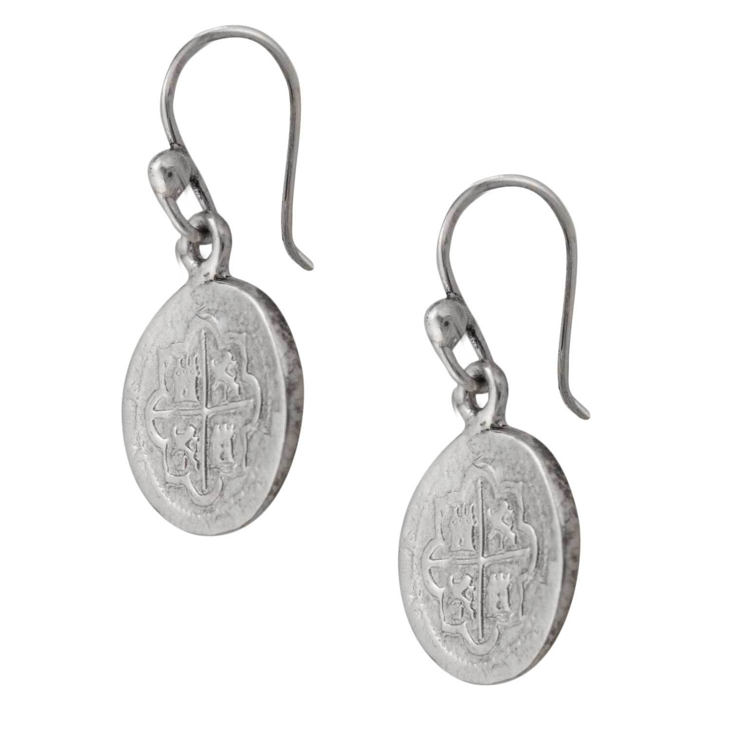 Sterling Silver Replica Spanish Coin Drop Earrings | Charles Albert Jewelry