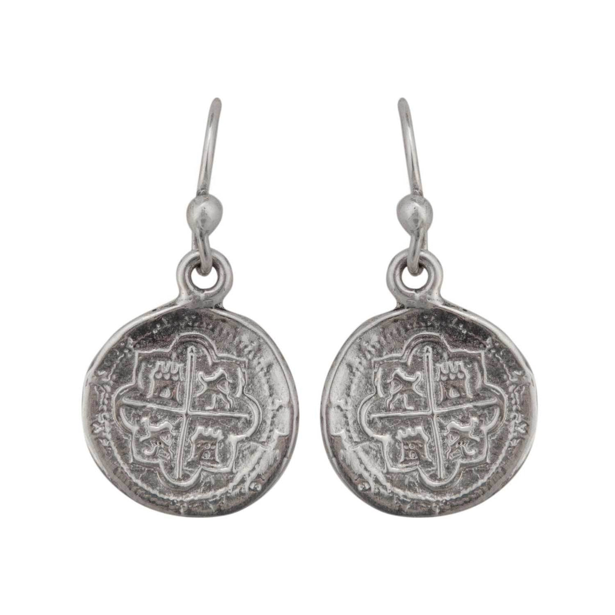 Sterling Silver Replica Spanish Coin Drop Earrings | Charles Albert Jewelry