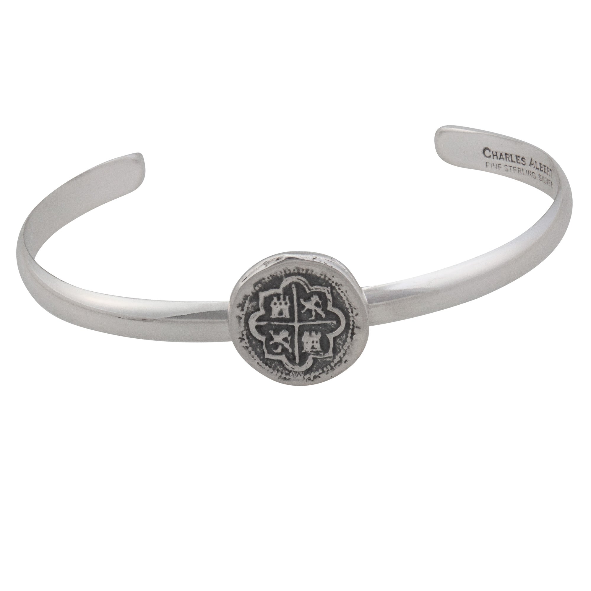 Sterling Silver Replica Spanish Coin Mini Cuff | Charles Albert Jewelry