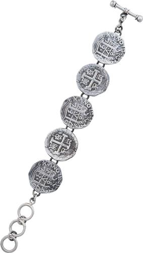 Sterling Silver Replica Treasure Coin Bracelet
