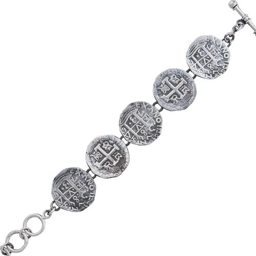 Sterling Silver Replica Treasure Coin Bracelet | Charles Albert Jewelry