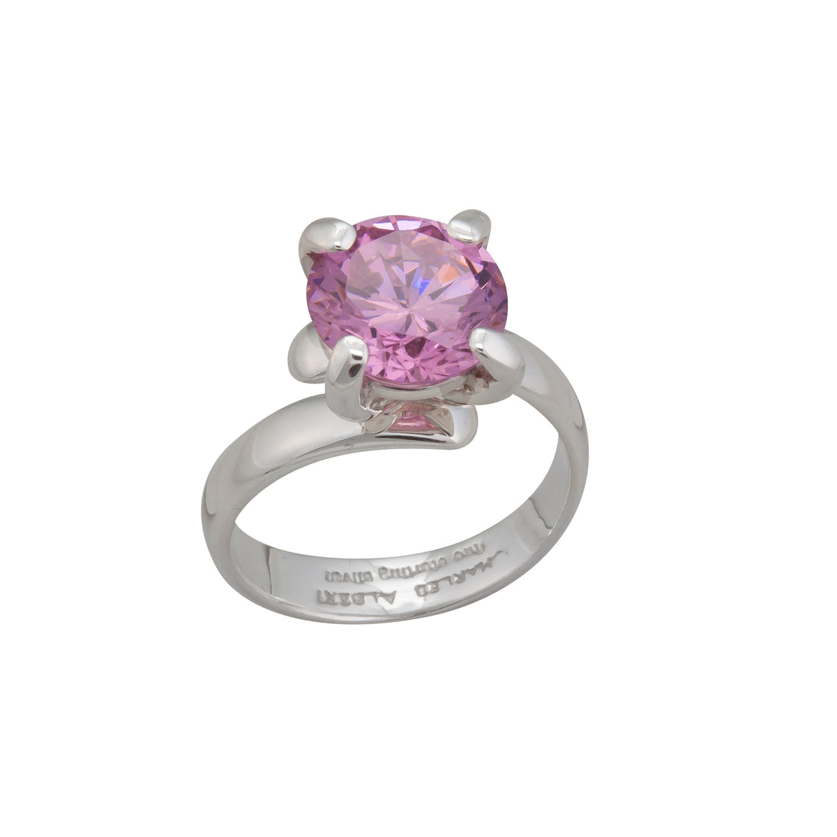 Sterling Silver Round Pink CZ Adjustable Ring | Charles Albert Jewelry