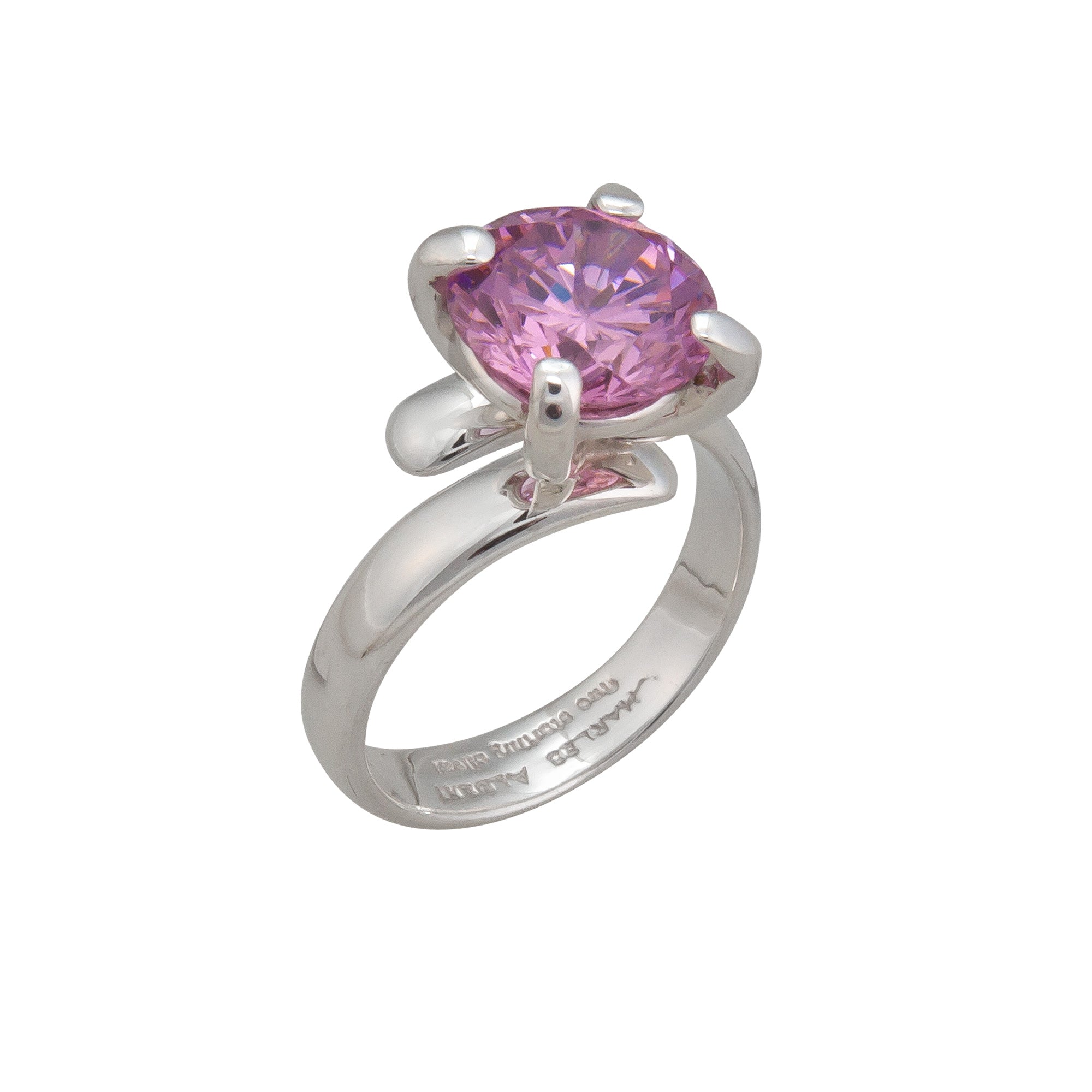 Sterling Silver Round Pink CZ Adjustable Ring | Charles Albert Jewelry