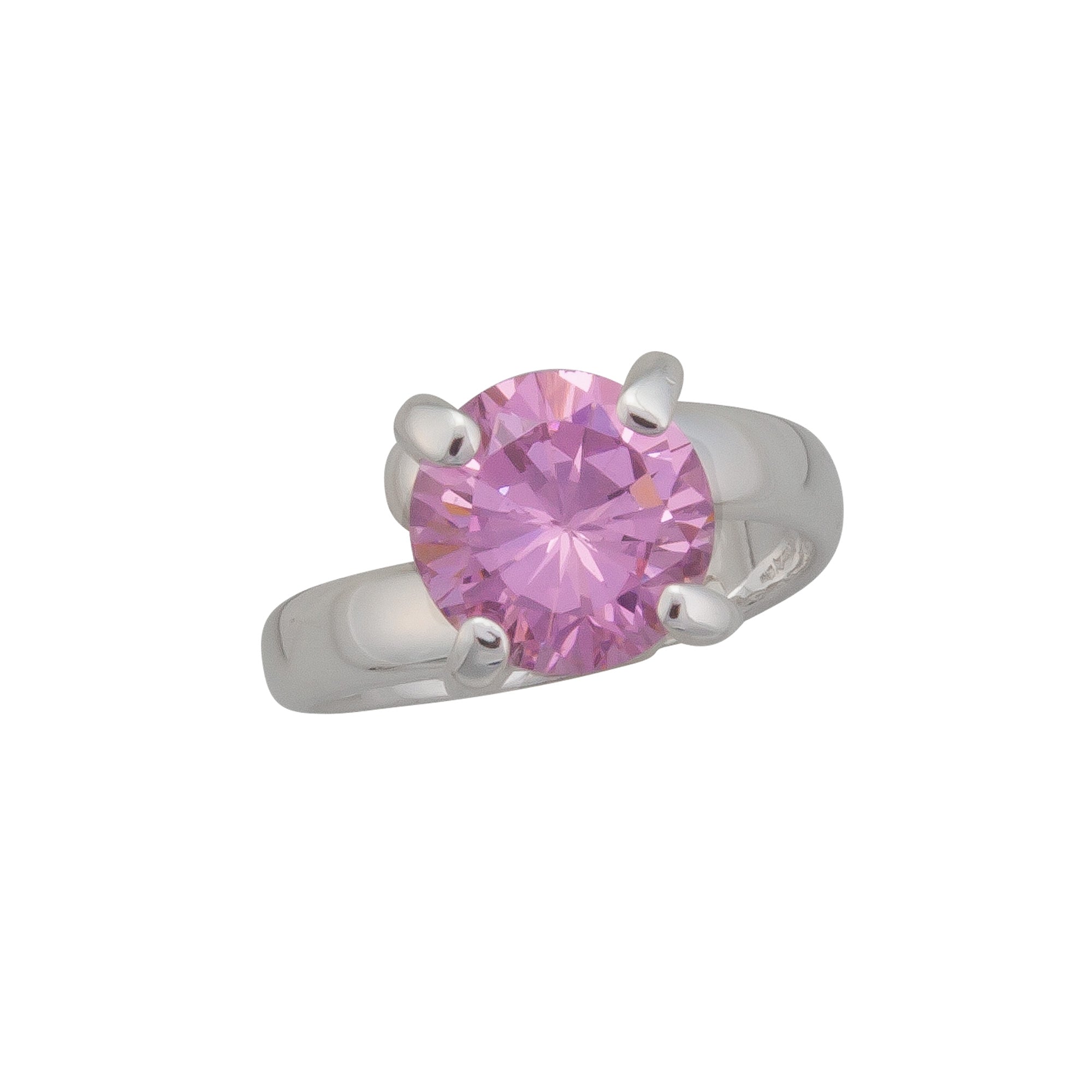 Sterling Silver Round Pink CZ Adjustable Ring | Charles Albert Jewelry