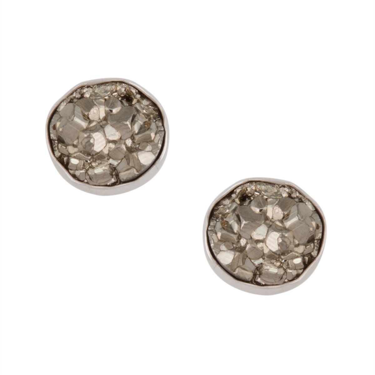 Sterling Silver Round Pyrite Earrings | Charles Albert Jewelry