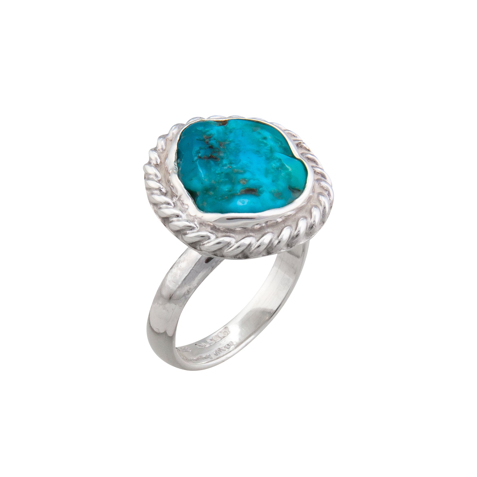 Sterling Silver Sleeping Beauty Turquoise Adjustable Rope Ring | Charles Albert Jewelry