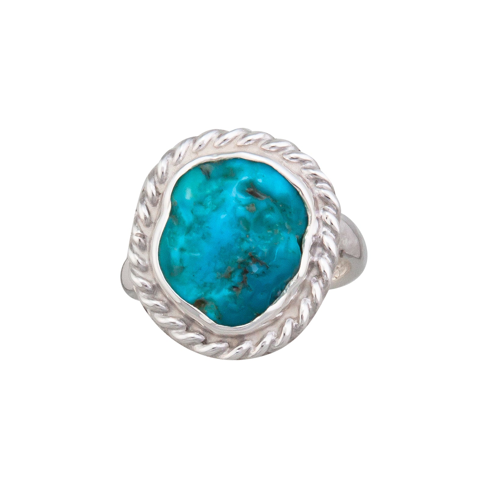 Sterling Silver Sleeping Beauty Turquoise Adjustable Rope Ring | Charles Albert Jewelry