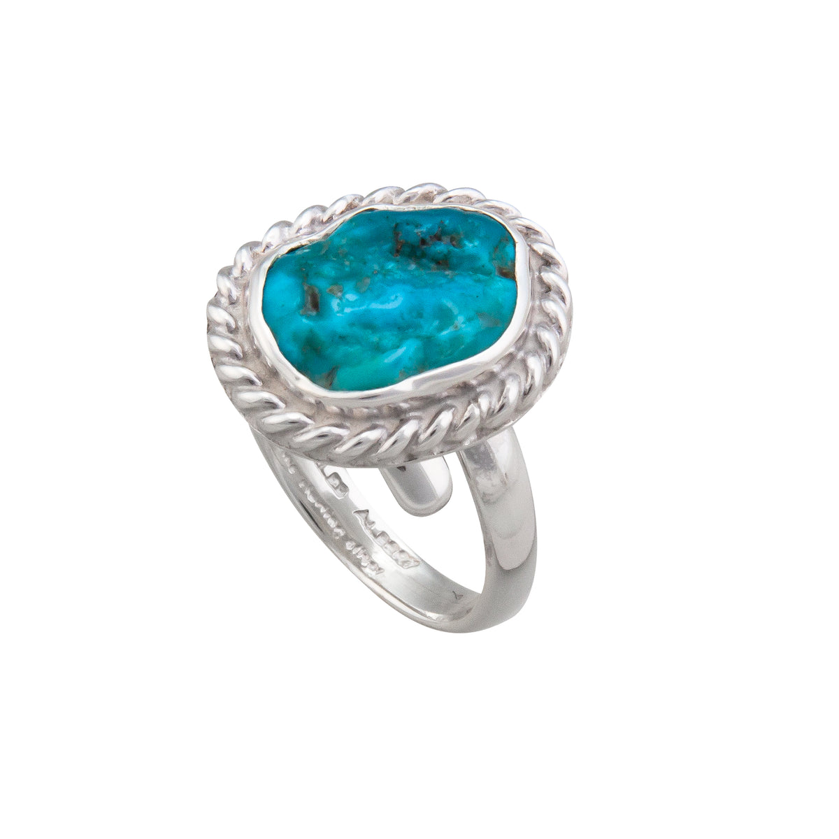 Sterling Silver Sleeping Beauty Turquoise Adjustable Rope Ring | Charles Albert Jewelry