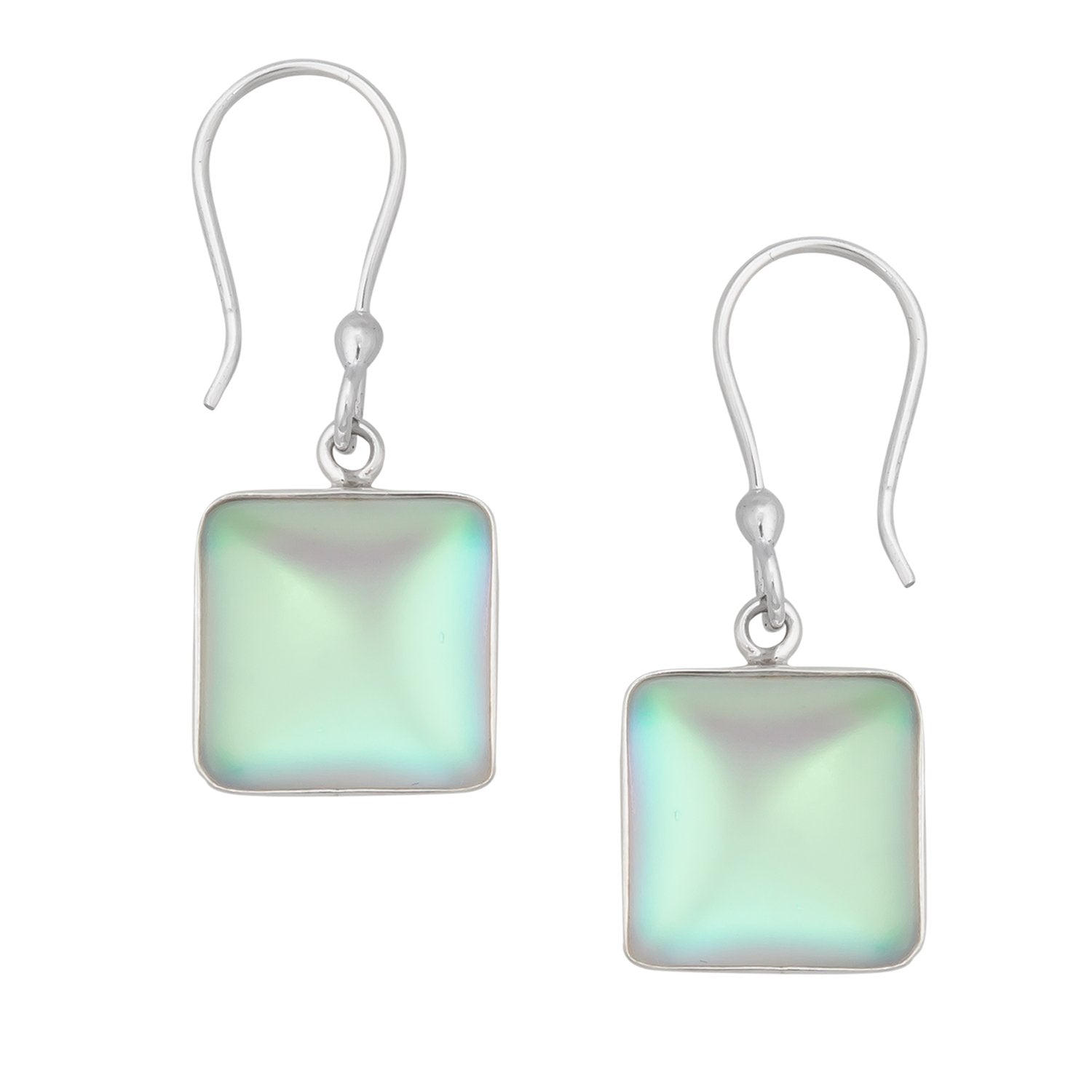 Sterling Silver Square Luminite Drop Earrings | Charles Albert Jewelry