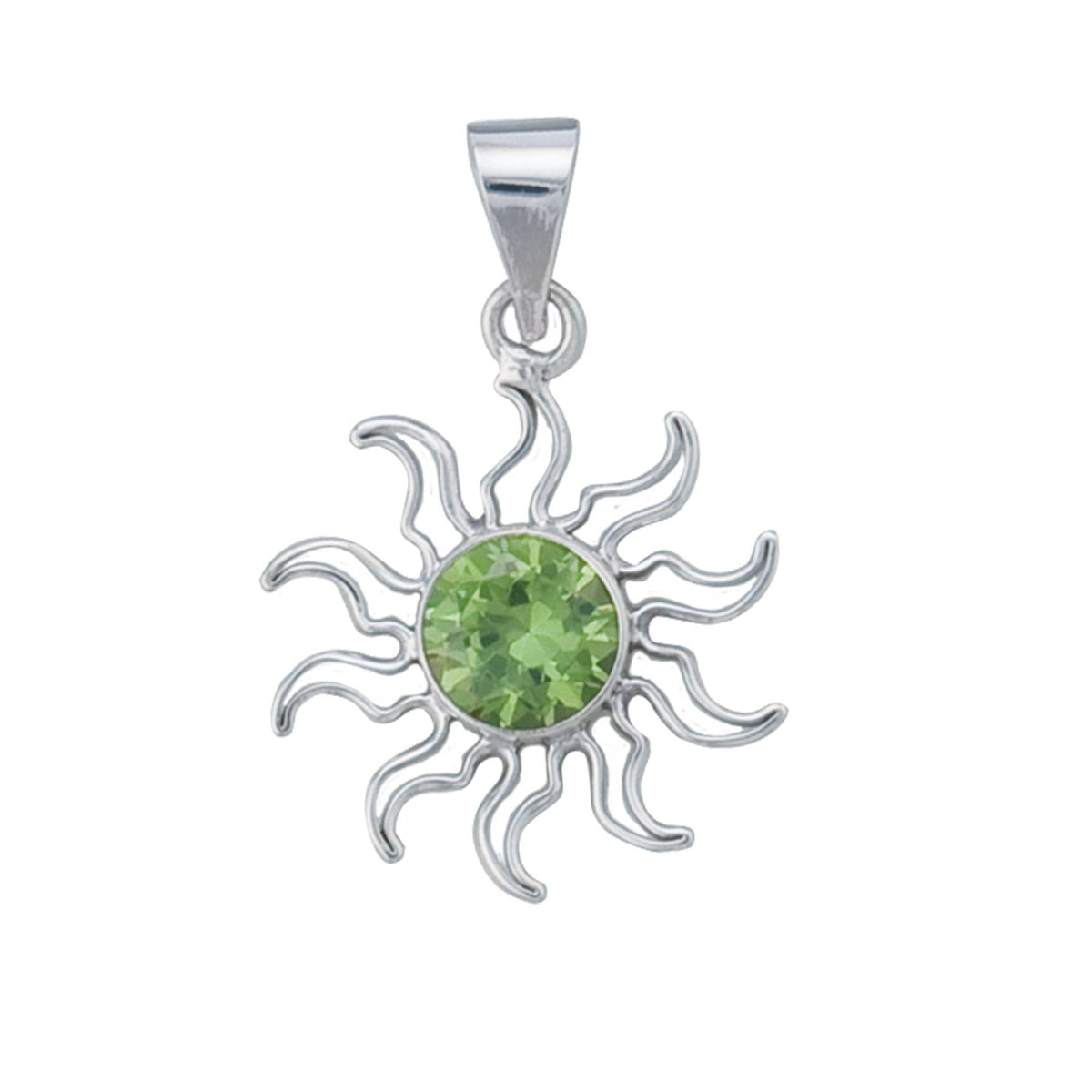 Sterling Silver Synthetic Peridot Sun Pendant | Charles Albert Jewelry