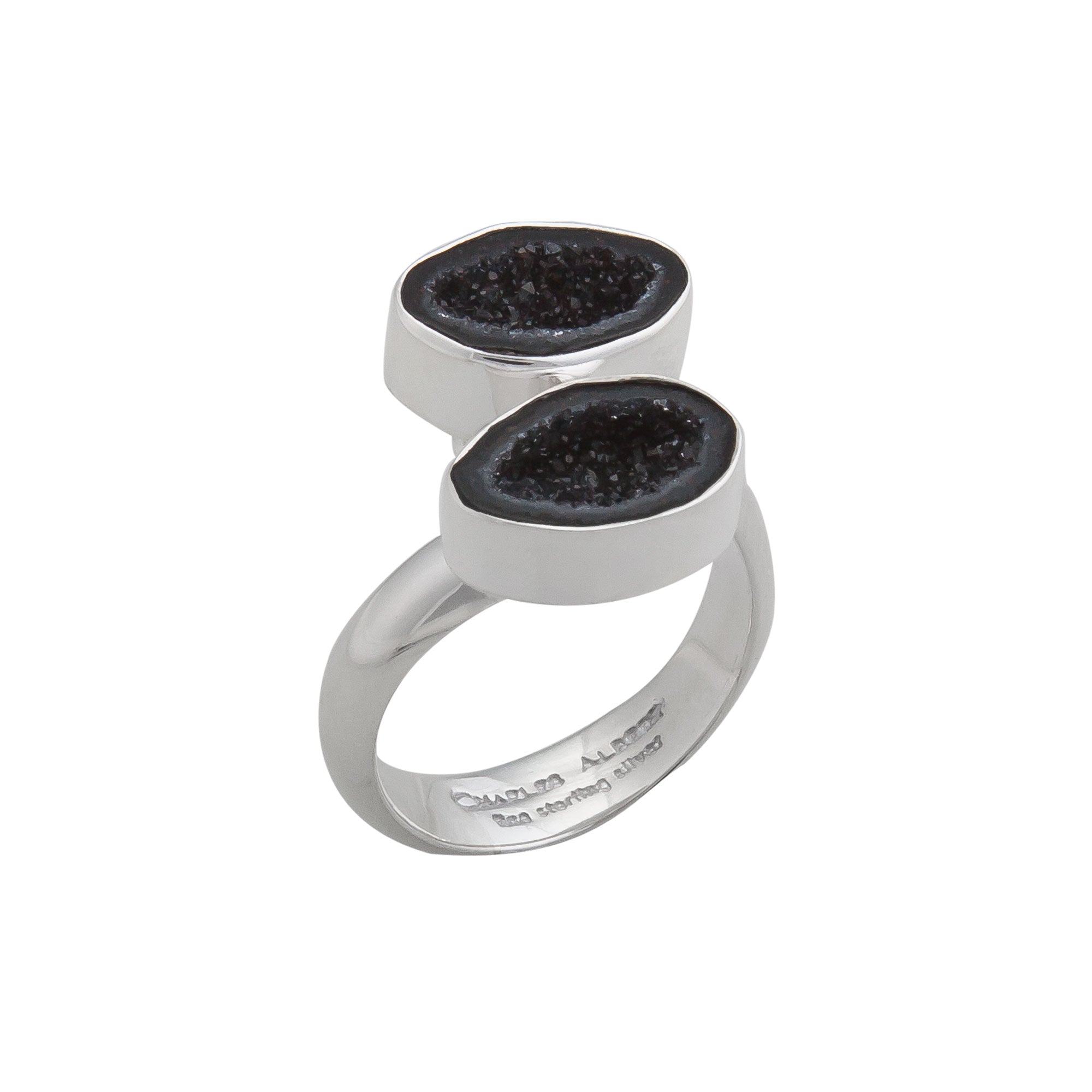 Sterling Silver Tabasco Geode Bypass Adjustable Ring | Charles Albert Jewelry