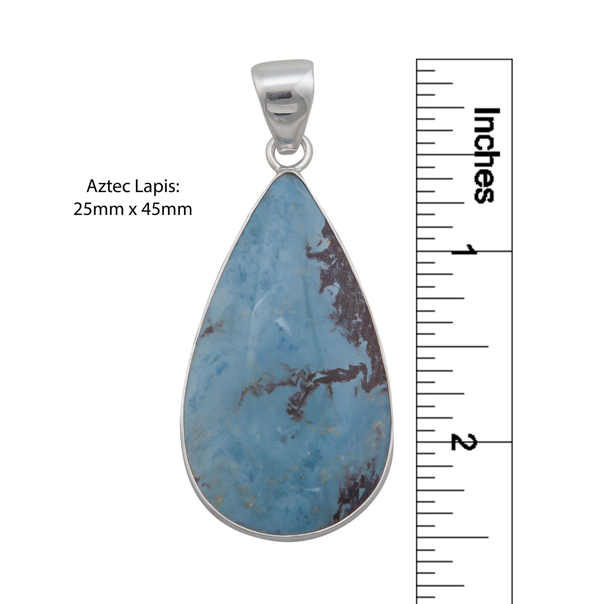 Sterling Silver Teardrop Aztec Lapis Pendant | Charles Albert Jewelry