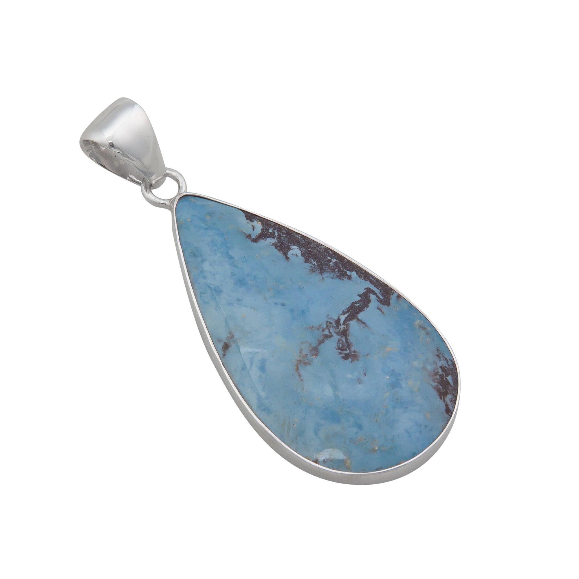 Sterling Silver Teardrop Aztec Lapis Pendant | Charles Albert Jewelry