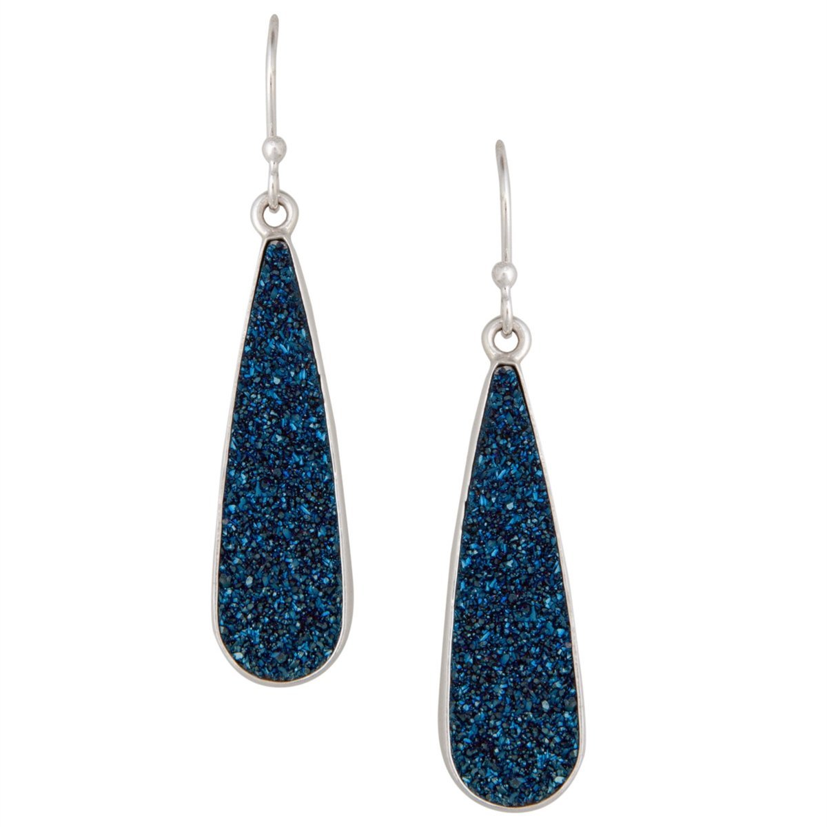 Sterling Silver Teardrop Cobalt Blue Druzy Dangle Earrings | Charles Albert Jewelry