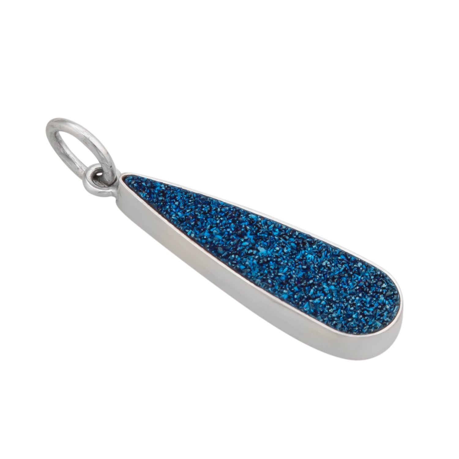 Sterling Silver Teardrop Cobalt Druzy Pendant | Charles Albert Jewelry