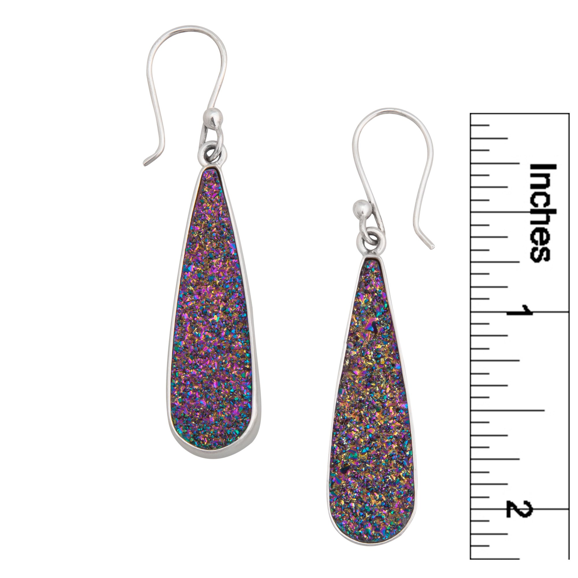 Sterling Silver Teardrop Rainbow Druzy Earrings | Charles Albert Jewelry