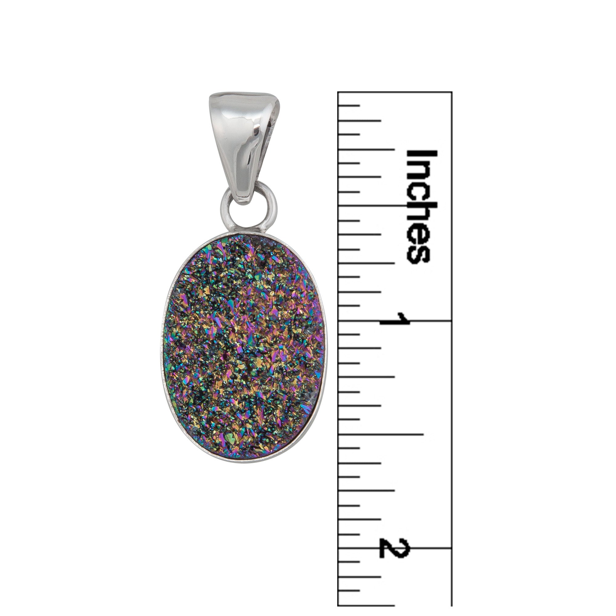 Sterling Silver Titanium Druzy Oval Pendant | Charles Albert Jewelry