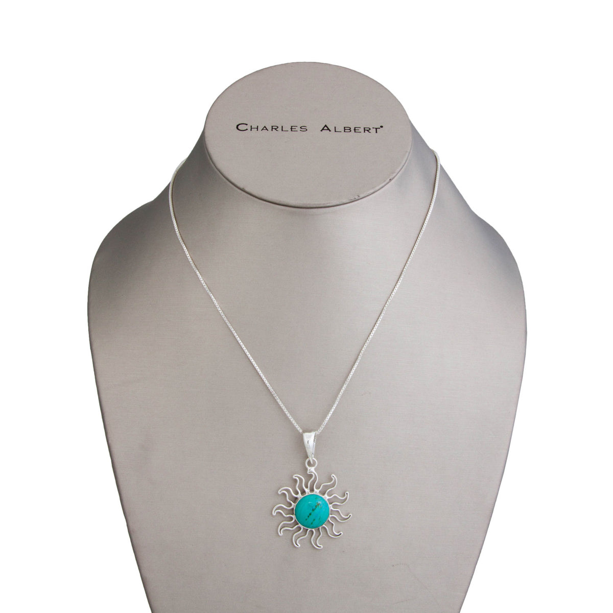 Sterling Silver Turquoise Sun Pendant | Charles Albert Jewelry