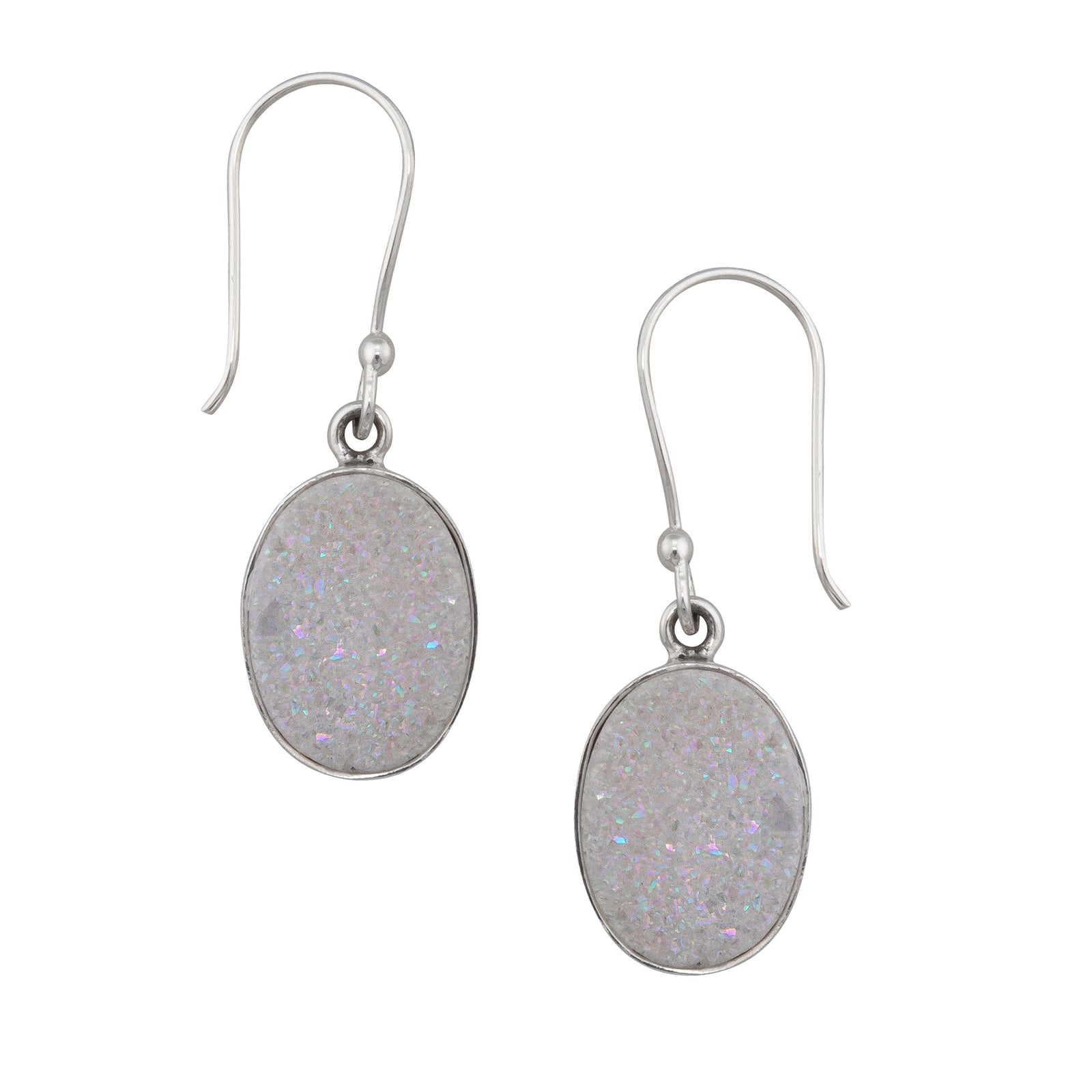 Sterling Silver White Druzy Drop Earrings | Charles Albert Jewelry