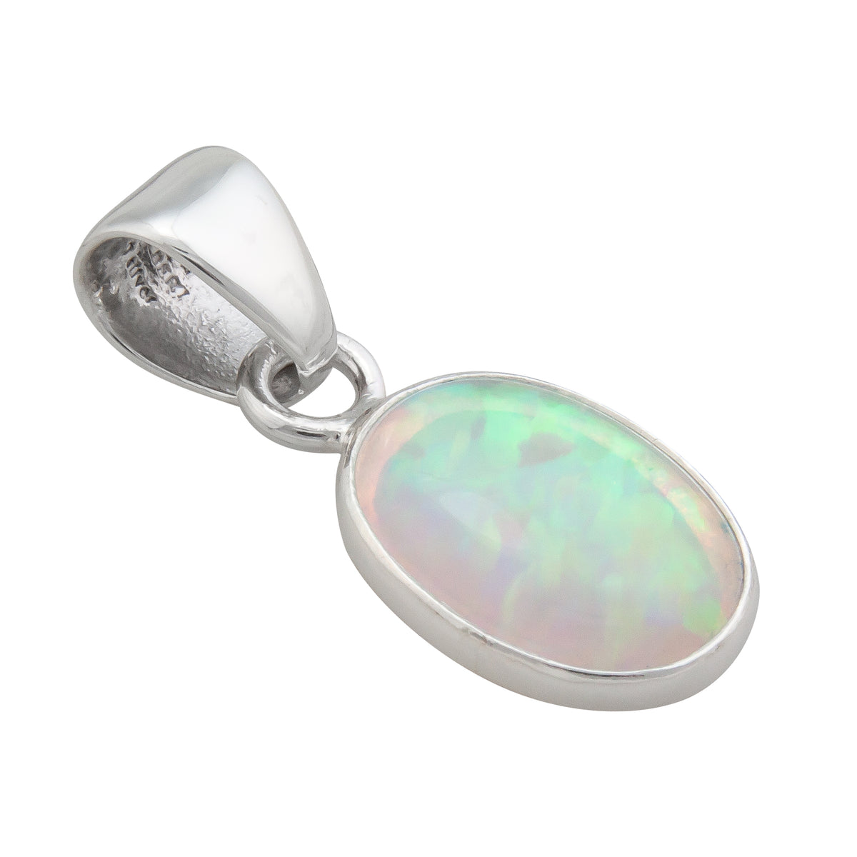 Sterling Silver White Synthetic Opal Pendant | Charles Albert Jewelry
