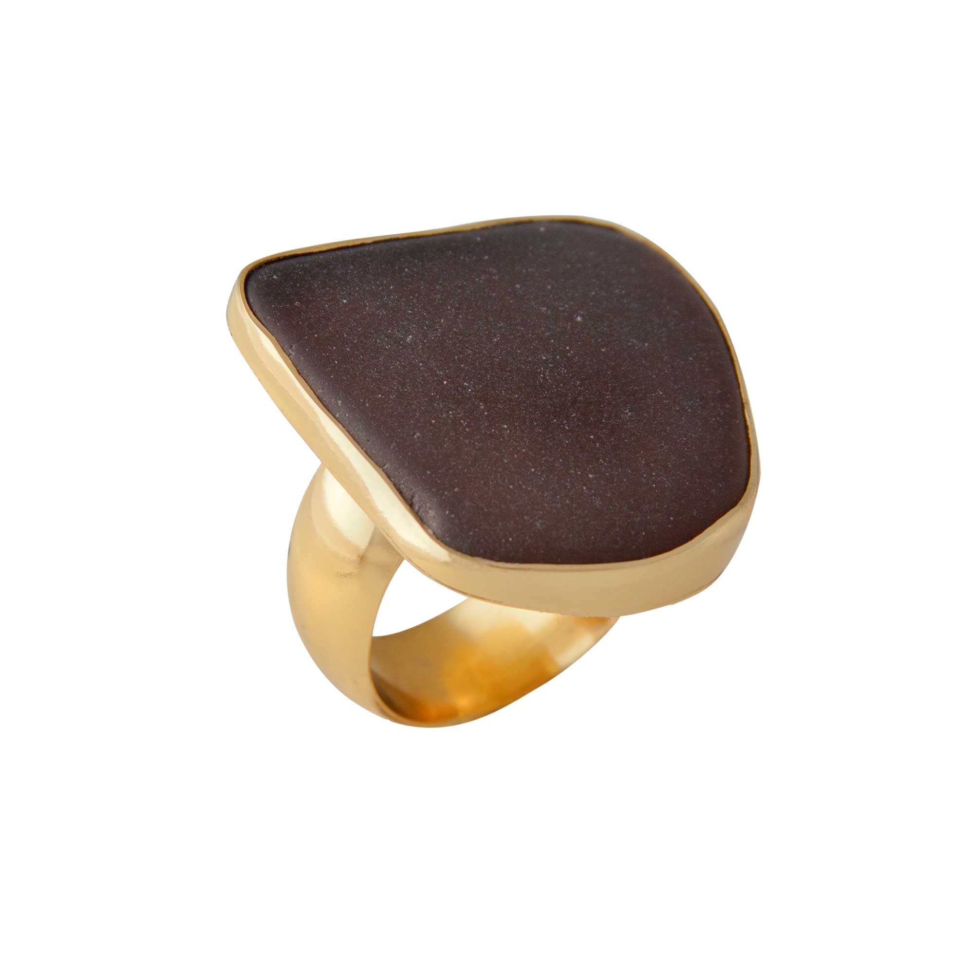 Alchemia Brown Recycled Glass Adjustable Ring | Charles Albert Jewelry
