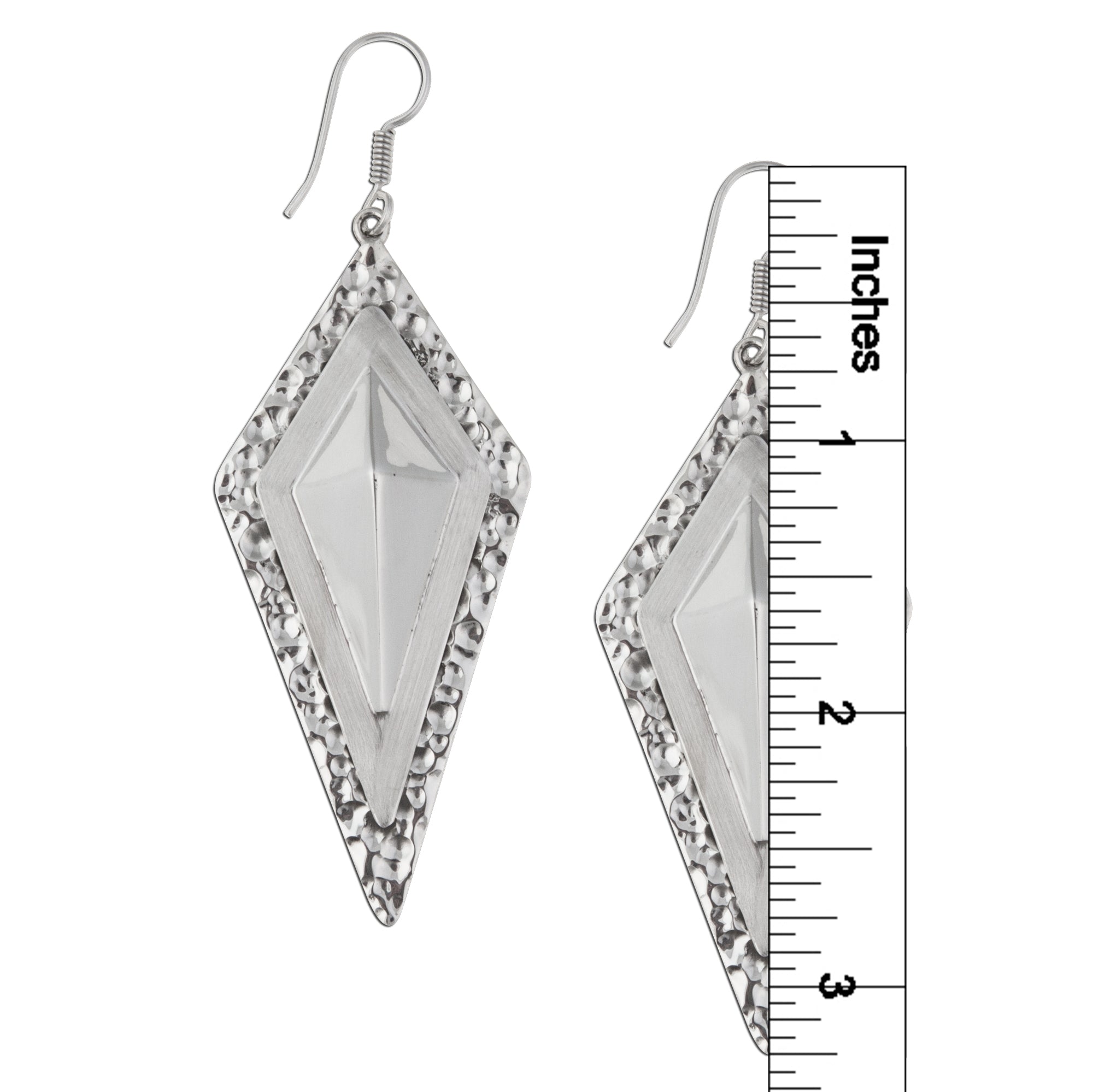 Sterling Silver Multi Hammered Diamond Drop Earrings | Charles Albert Jewelry