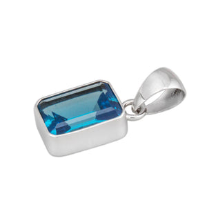 Sterling Silver Rectangle Blue Topaz Pendant | Charles Albert Jewelry