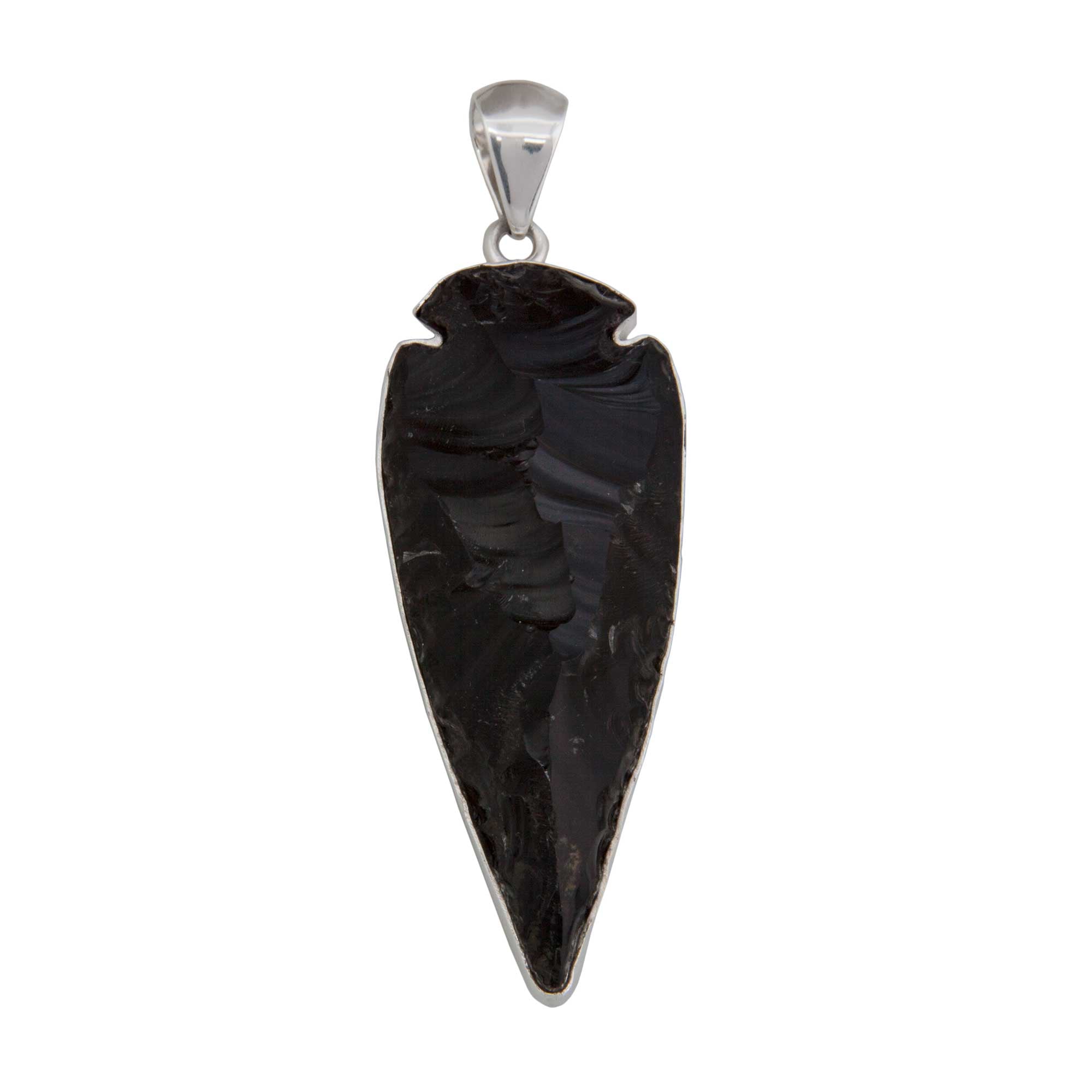 Sterling Silver Obsidian Arrowhead Pendant | Charles Albert Jewelry