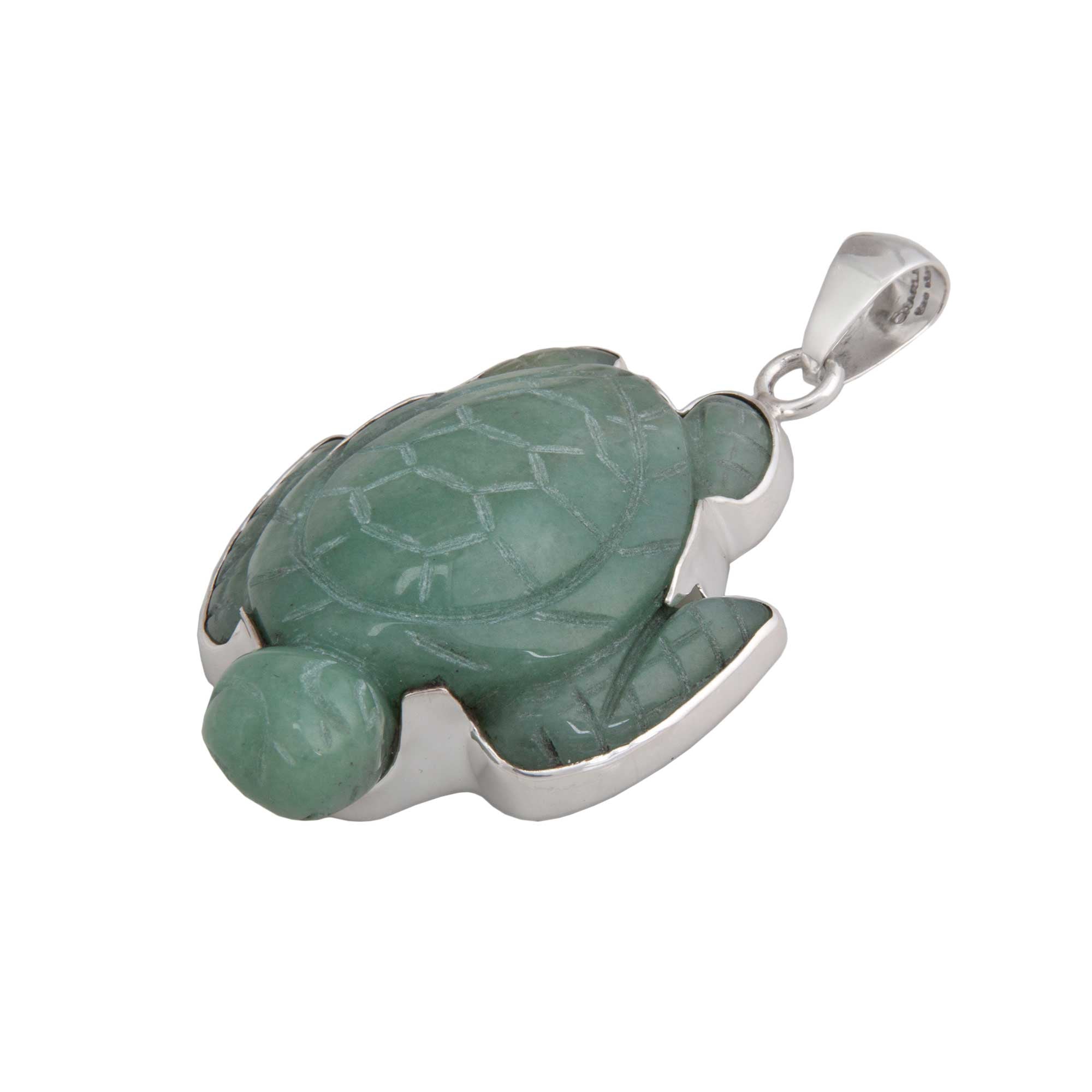 Sterling Silver Aventurine Sea Turtle Pendant | Charles Albert Jewelry