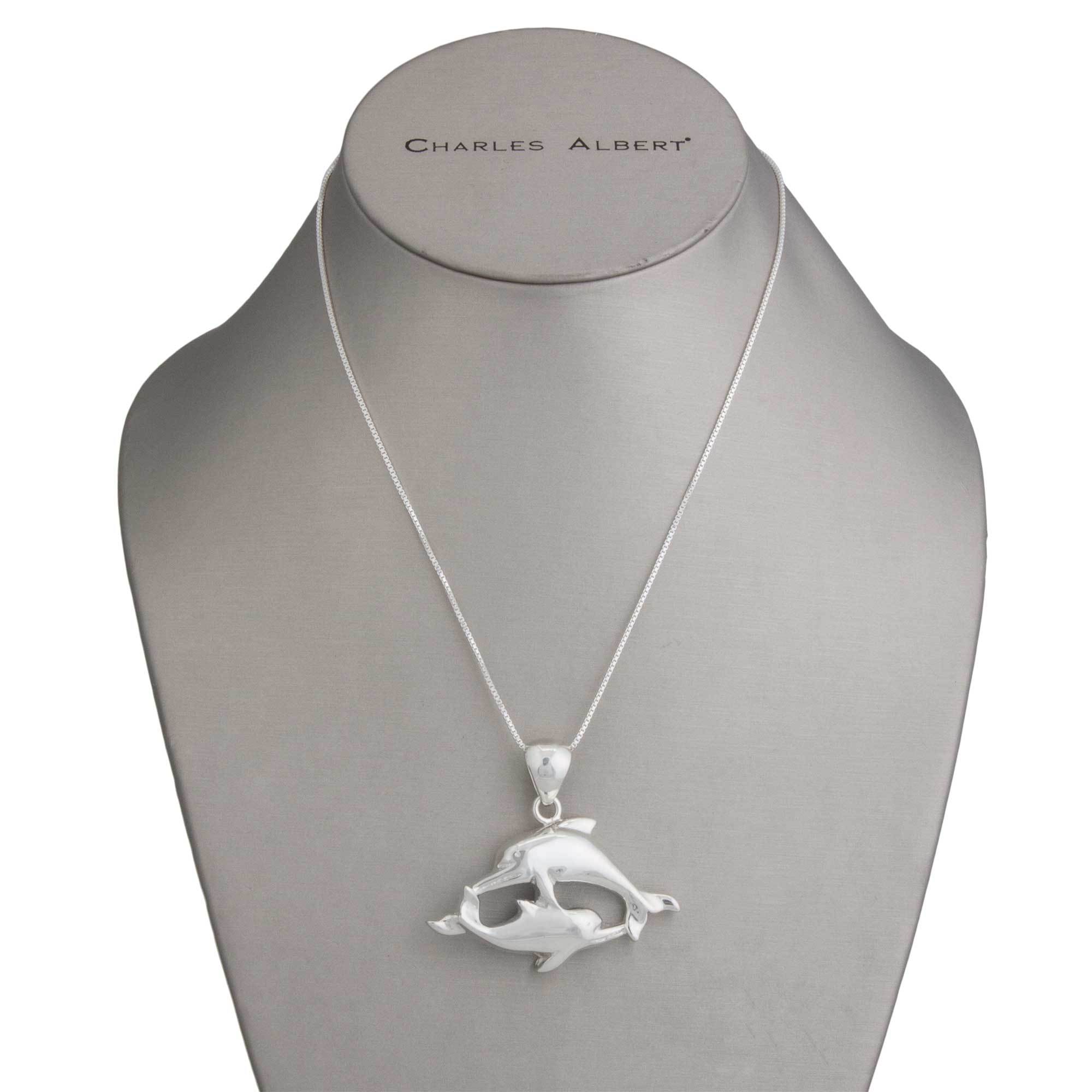 Sterling Silver Double Dolphin Pendant | Charles Albert Jewelry