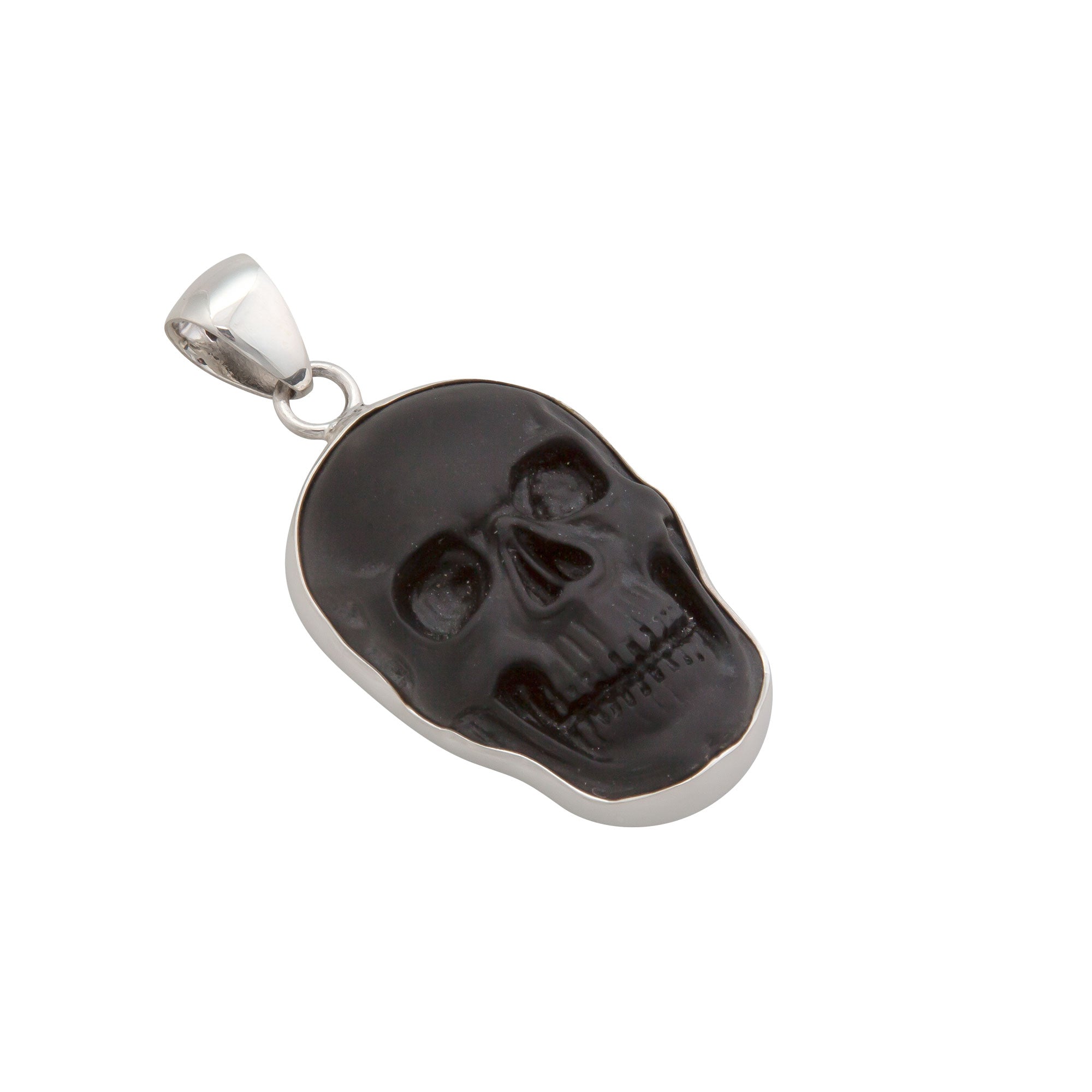 Sterling-Silver-Obsidian-Skull-Medium-Pendant-2-Charles Albert Inc