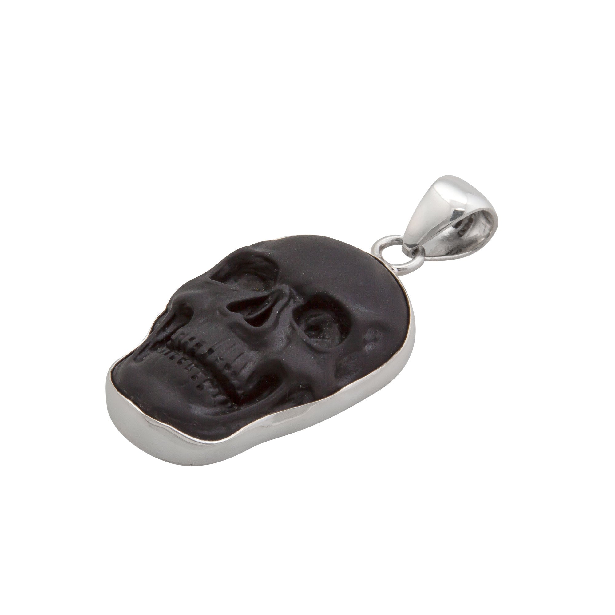 Sterling-Silver-Obsidian-Skull-Medium-Pendant-3-Charles Albert Inc