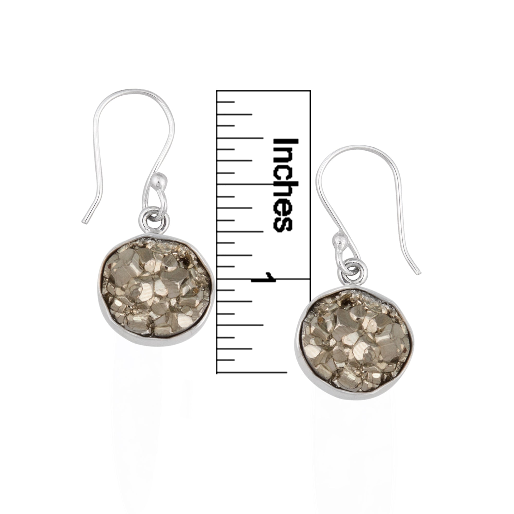 Sterling Silver Round Pyrite Earrings | Charles Albert Jewelry