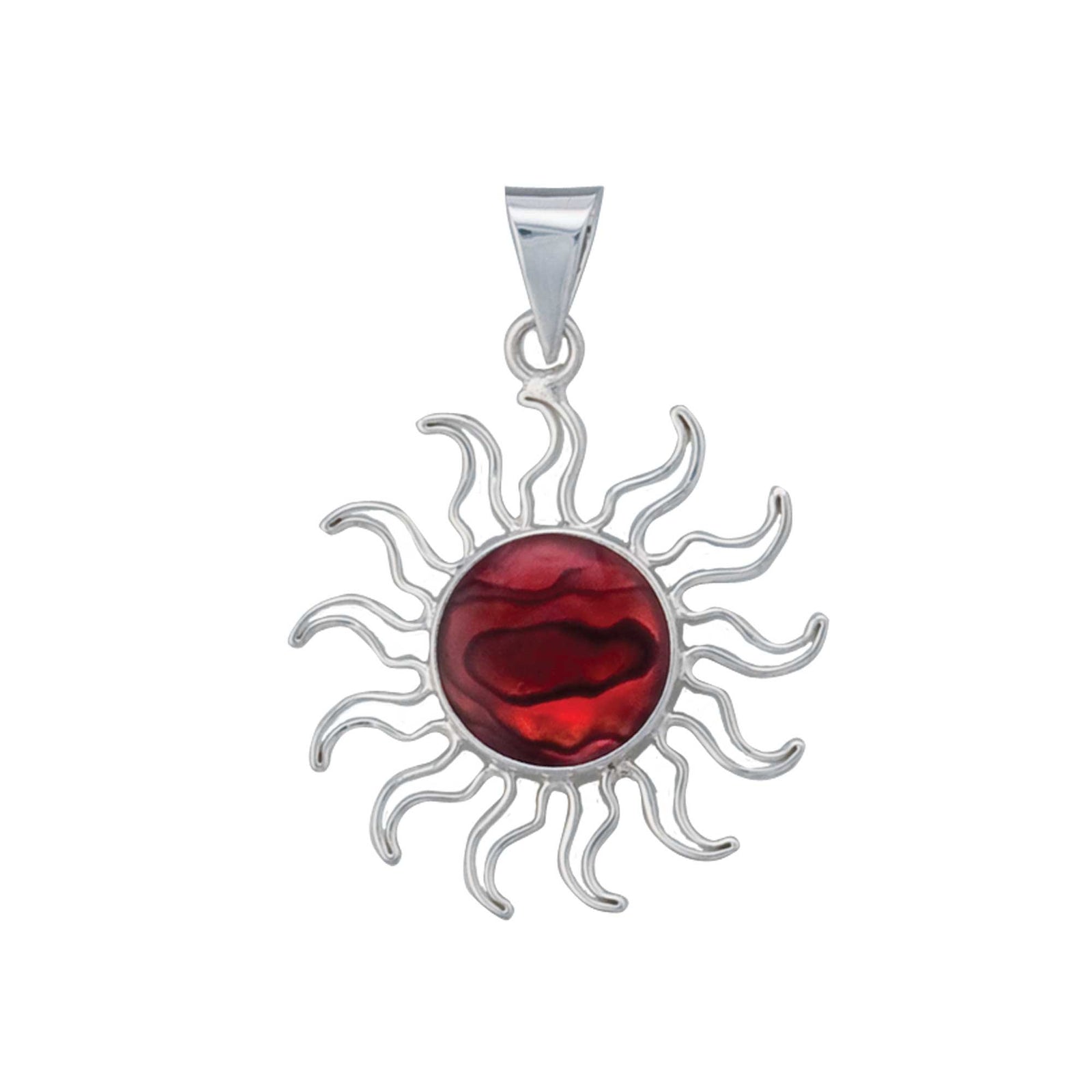 Sterling Silver Red Abalone Sun Pendant | Charles Albert Jewelry