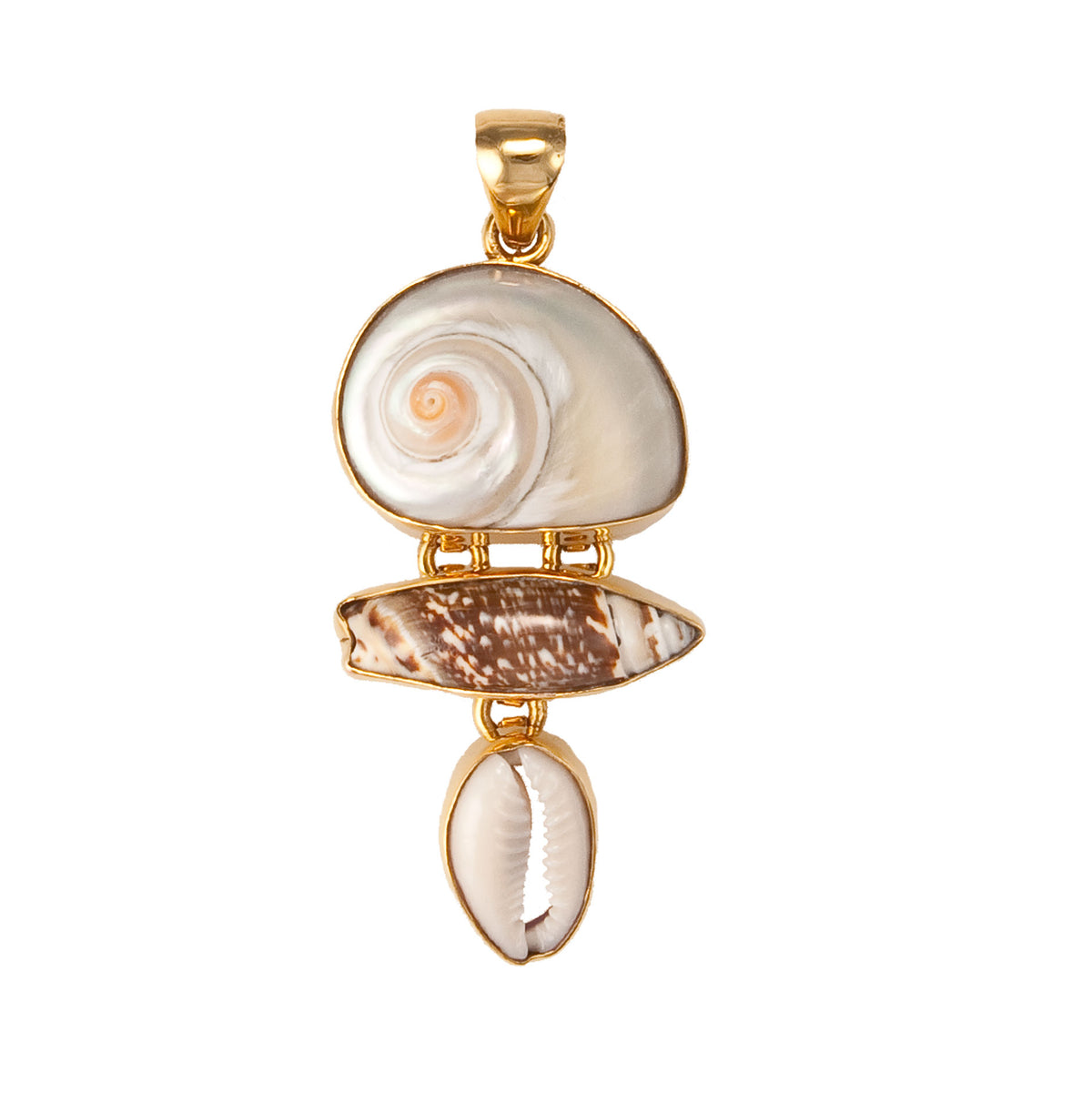 Alchemia Cinnerus, Olive &amp; Cowry Shell Pendant | Charles Albert Jewelry