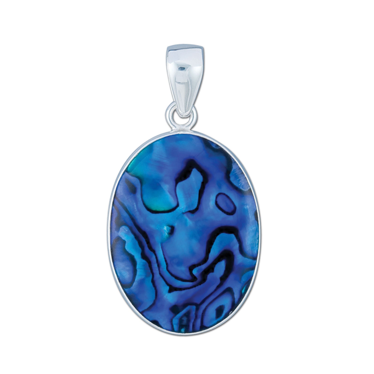 Sterling Silver Oval Blue Abalone Pendant | Charles Albert Jewelry