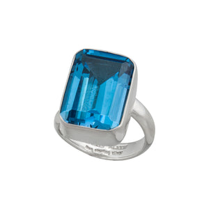 Sterling Silver Blue Topaz Bezel Set Ring | Charles Albert Jewelry