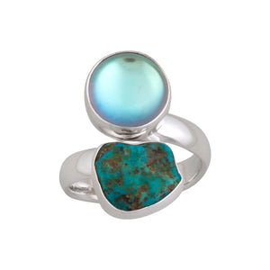 Sterling Silver Luminite & Campo Frio Turquoise Adjustable Ring | Charles Albert Jewelry
