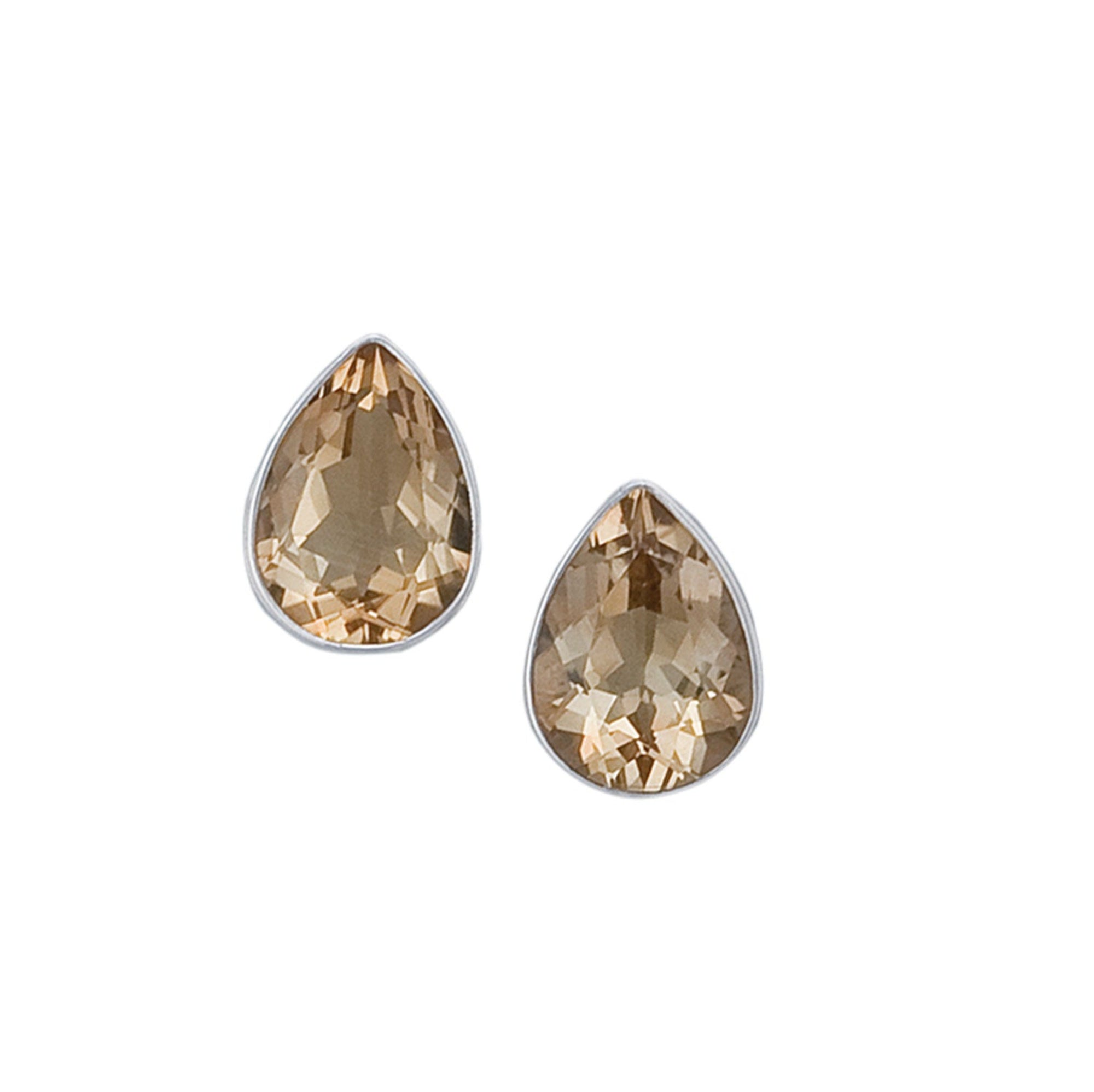 Sterling Silver Citrine Teardrop Post Earrings | Charles Albert Jewelry