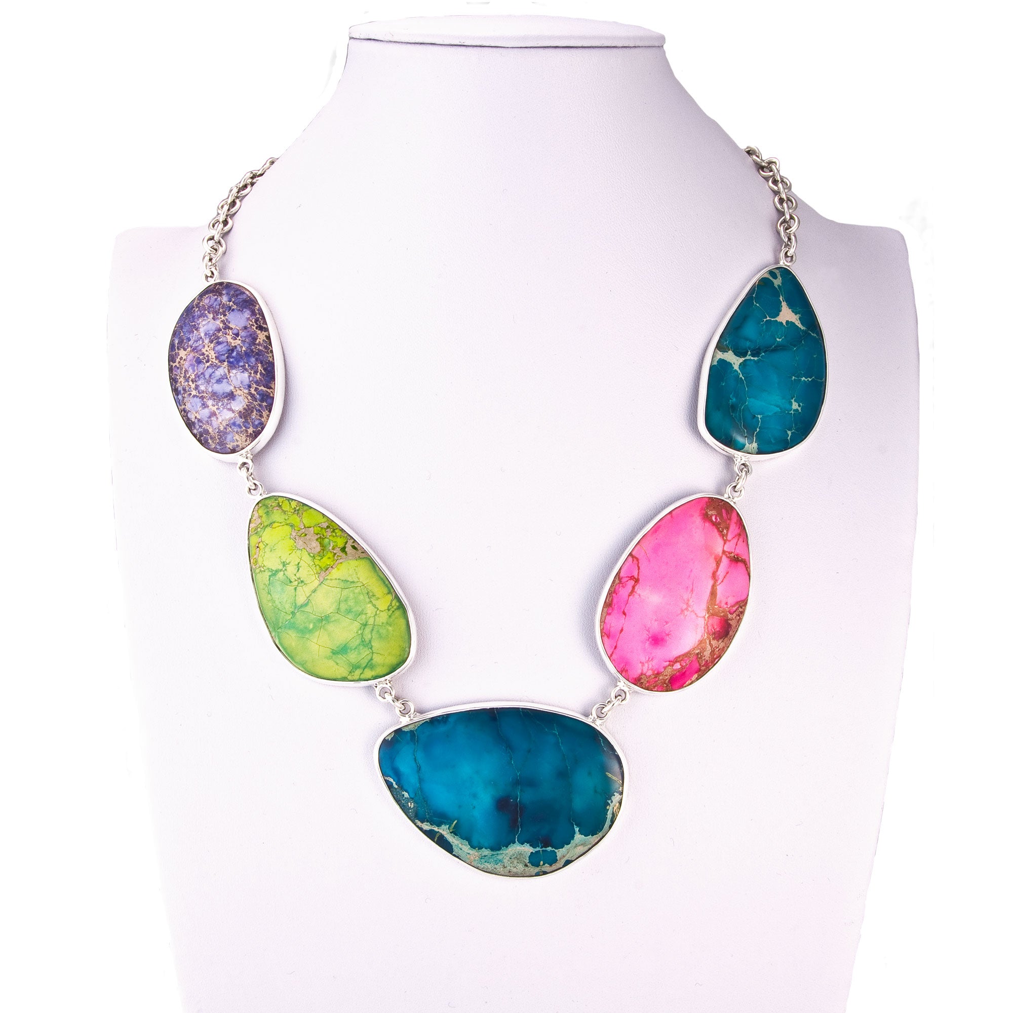 Sterling Silver Multi-Color Color-Enhanced Jasper Necklace | Charles Albert Jewelry